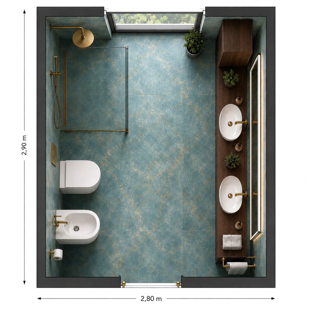 Tlocrt modela kupaonice 115 - ML za adaptaciju ili renovaciju u Puli i Istri