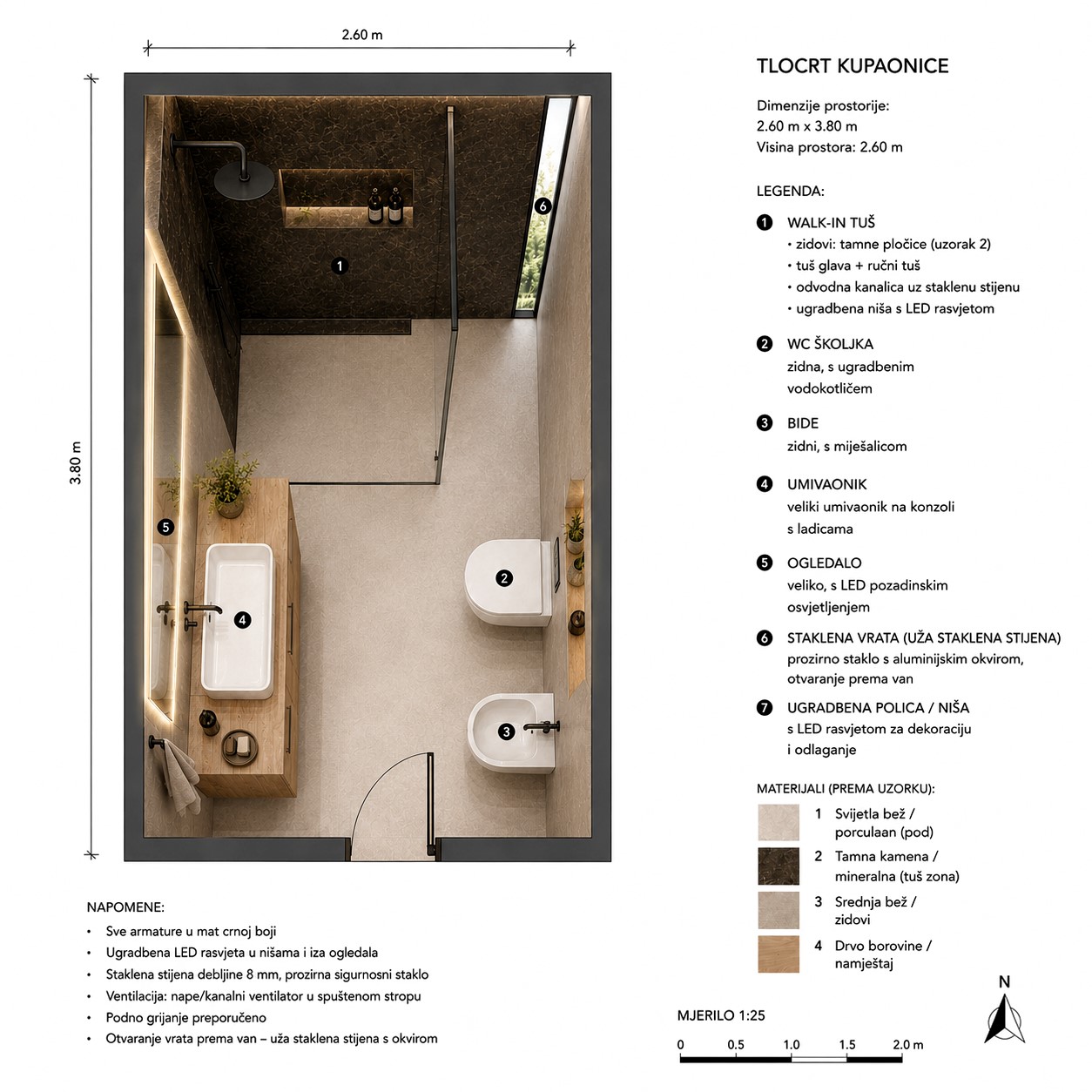 Tlocrt za model kupaonice 135 - ML za adaptaciju u Puli i Istri