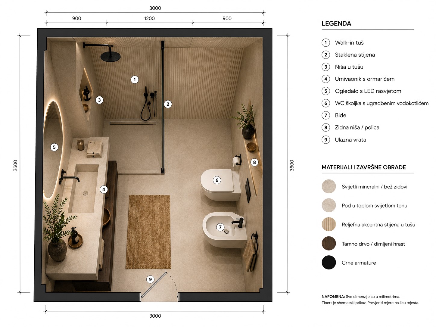 Tlocrt za model kupaonice 140 - ML za adaptaciju ili renovaciju u Puli i Istri