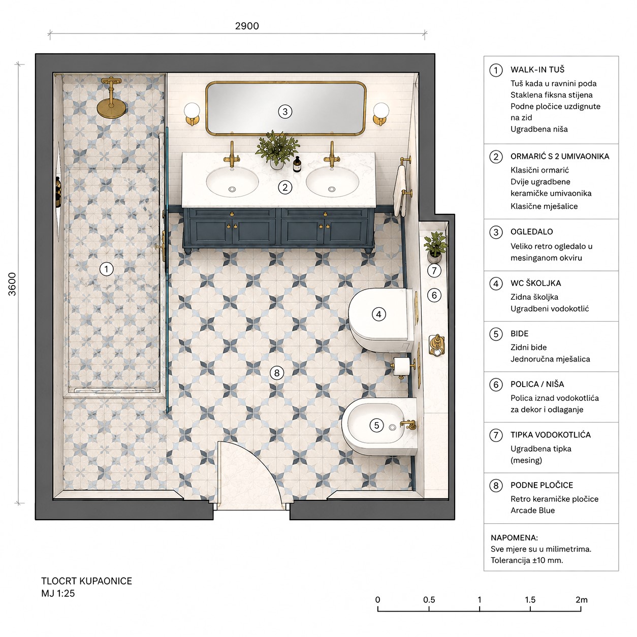 Tlocrt za model kupaonice 310 - CL za adaptaciju i renovaciju