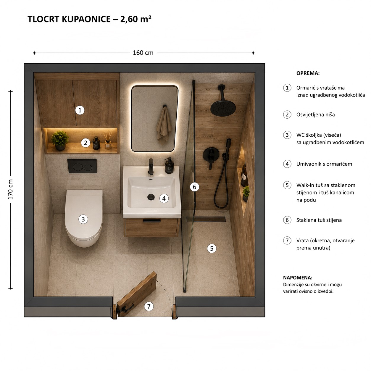 Tlocrt za model kupaonice 815 - MLM za adaptaciju i renovaciju u Puli i Istri